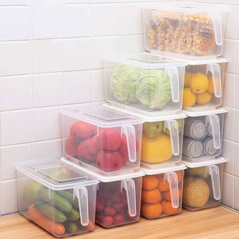 Fridge Organizers And Storage Box With Handle And Lid