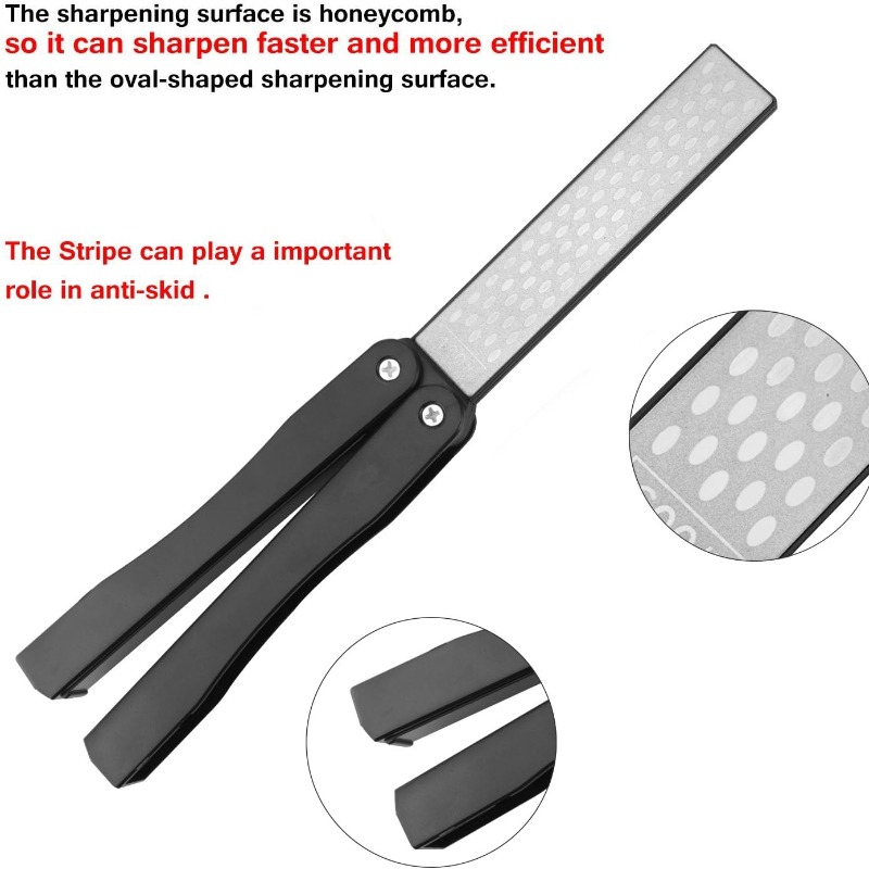 Afilador de cuchillos con rueda de diamante para afilar rápidamente, afila  cuchillos de cocina con grano de 3 etapas 360/600/1000, tapete