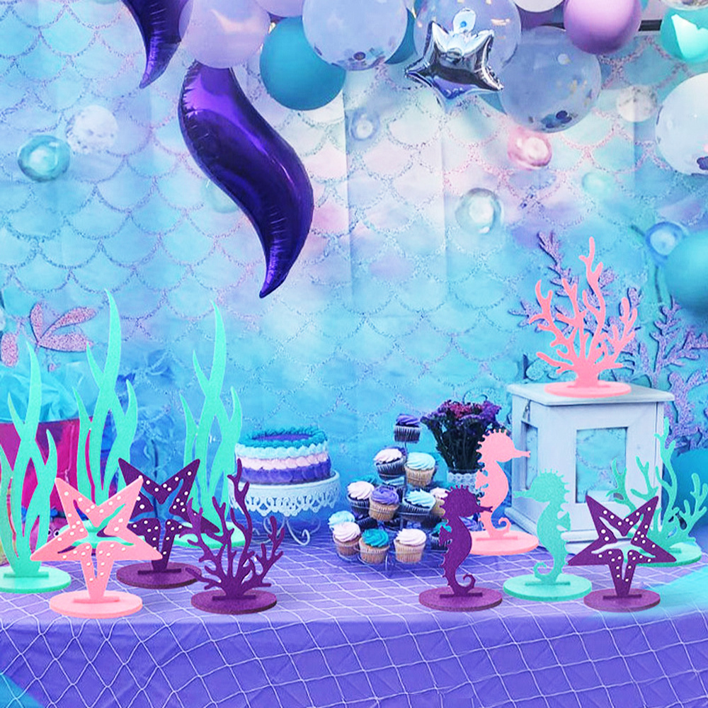 Diy Felt Table Centerpiece Mermaid Party Decoration Sea - Temu