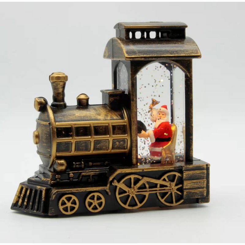 Petit train de Noël avec boule à neige, animation et lumières 20x35x10 cm