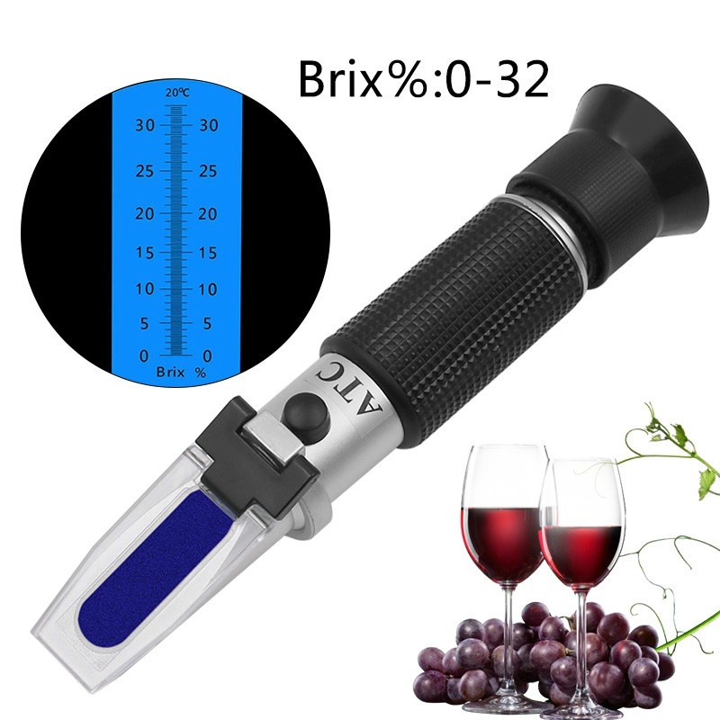 1 ensemble réfractomètre d'alcool portable sucre vin Concentration mètre  densimètre 0-32% alcool bière 0-32% Brix raisins - Temu France