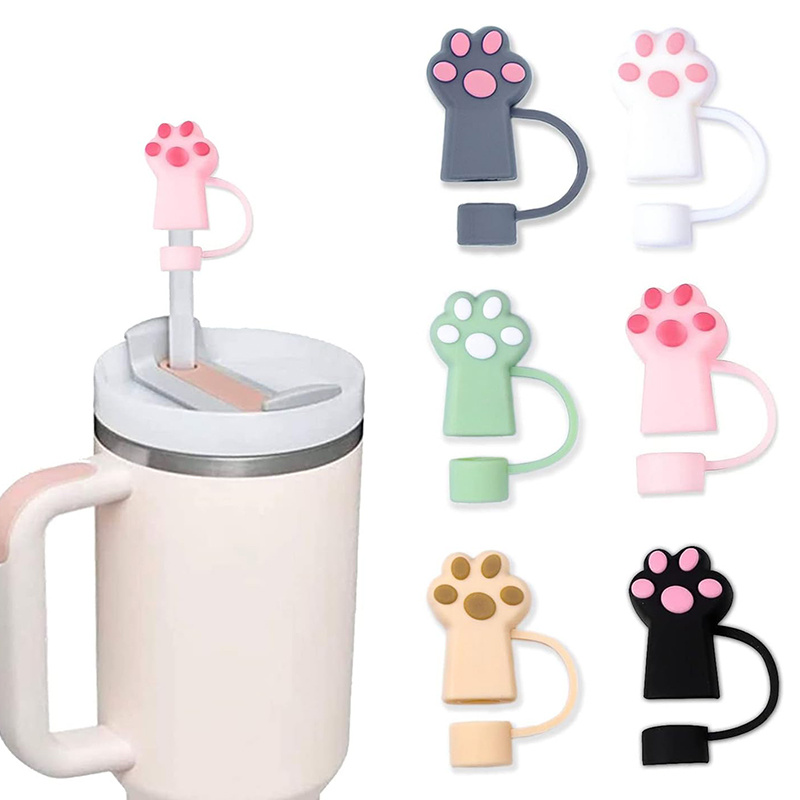 Silicone Straw Cartoon Dustproof Cover Straw Cover Recyclable Cute