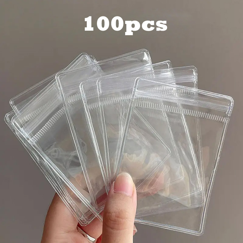 MITOB Self Seal Plastic Bags Zipper Lock Clear PVC Jewelry Packing Storage  Bag for Zip Anti-oxidation Lock Poly Pouch (100, 9x13cm (3.5x5.1 inch))