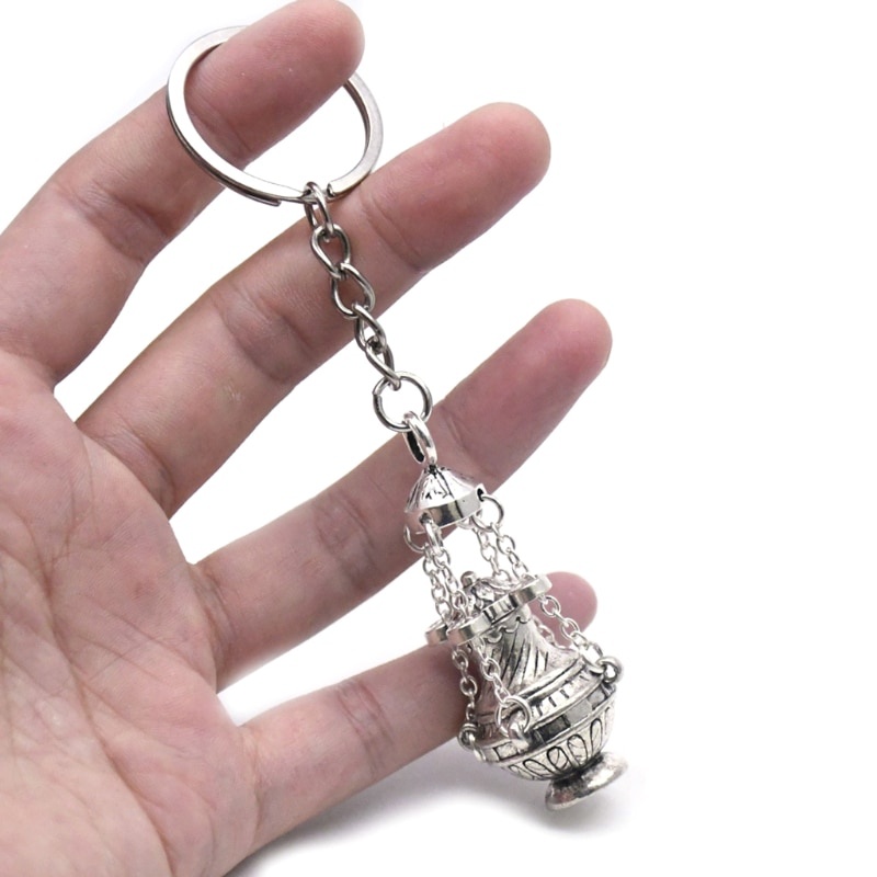 

Christian Incense Burner Keychain For Men, Religious Key Ring, Bag Car Pendant Keyfob