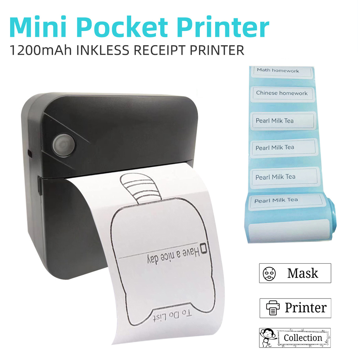 Mini Impresora Portátil con Conexión Rápida Múltiples Funciones