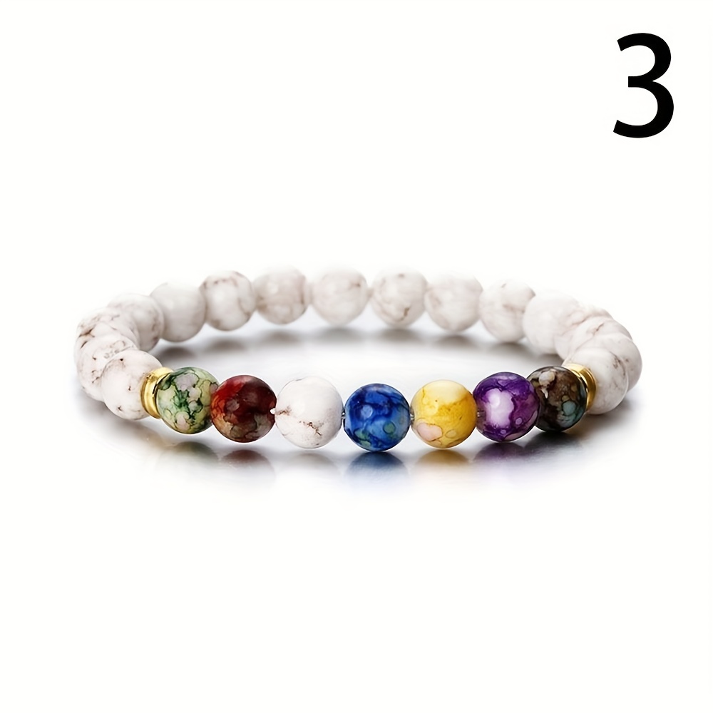 7 Chakra Stone Bracelet Colorful Yoga Balance Energy Beads - Temu