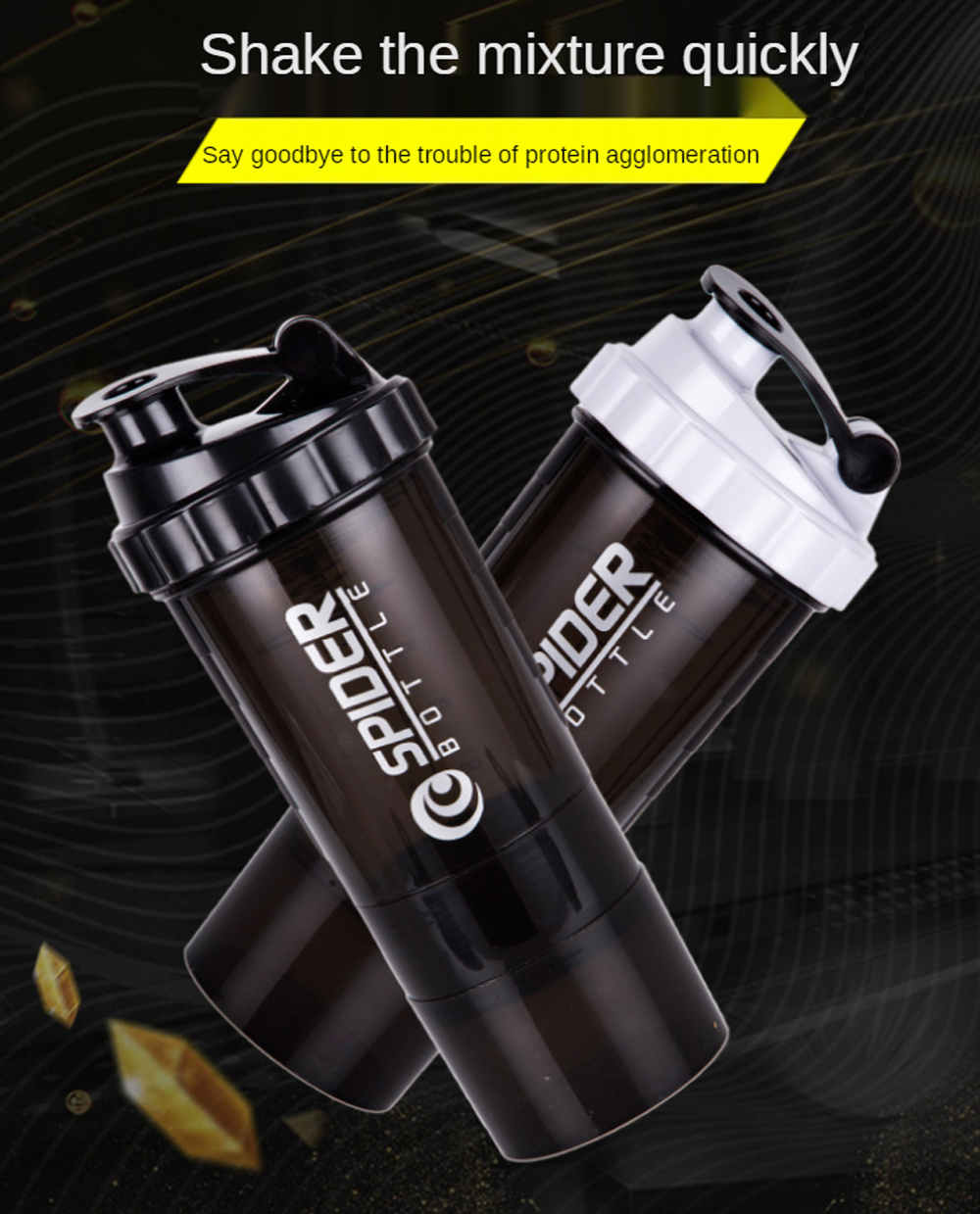 New Protein Shaker Bottle 500ml, Fashionable Three-layer Plastic Fitness  Sports Water Bottle With Storage For Protein Powder