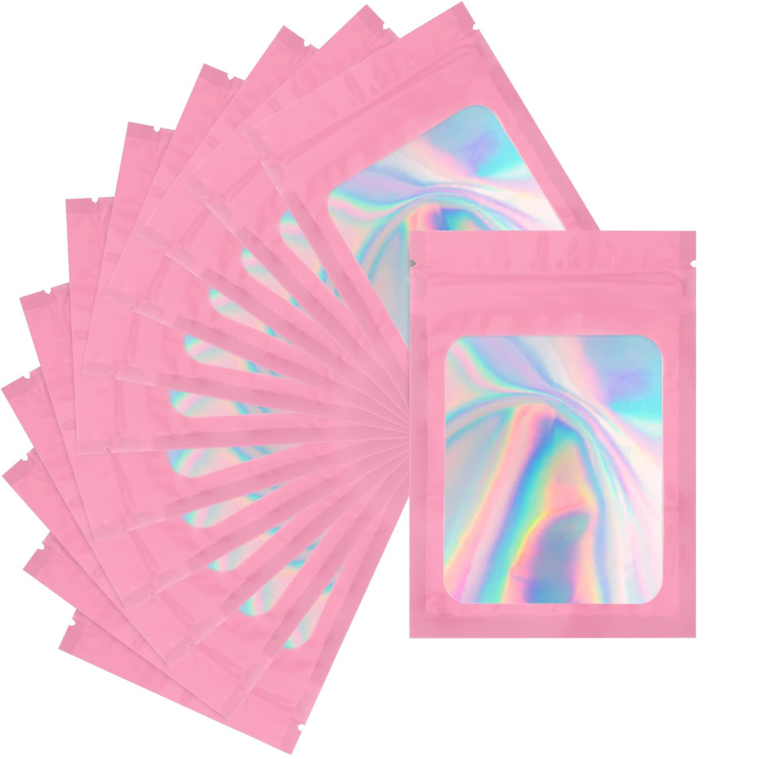 

100pcs Jewelry Packaging Holographic Ziplock Bags Small Business Practical Convenient Supplies Sealable Resealable Sample Bag For Food Candy, Crafts, Jewelry Package Storage