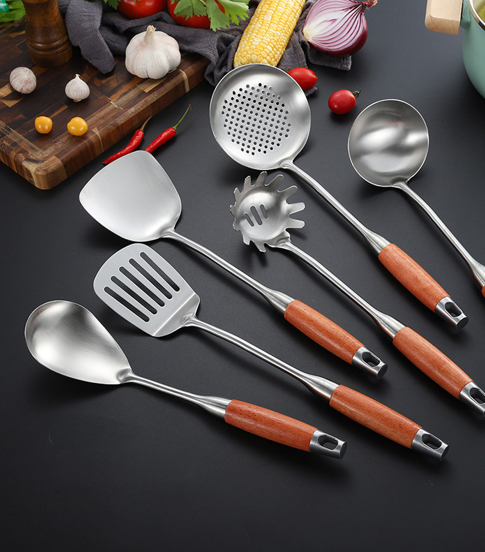 Silicone Stainless Steel Kitchen Utensils Set, Flexible Silicone Head  Cooking Spoons, Wok Spatula, Ladle, Slotted Spoon - Temu