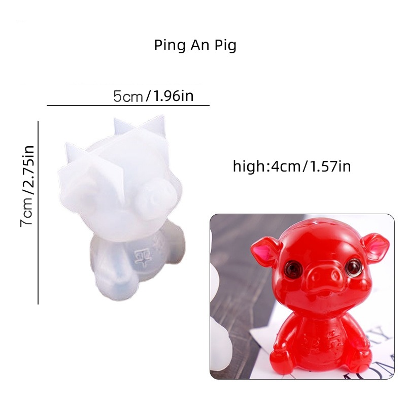 1pc/diy Crystal Glue Resin Mold/lucky Calm Peaceful Pig Silicone