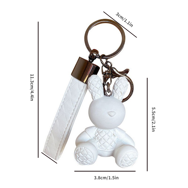 Resin Bamboo Braided Rabbit Keychain Key Chain Couple Pendant Car