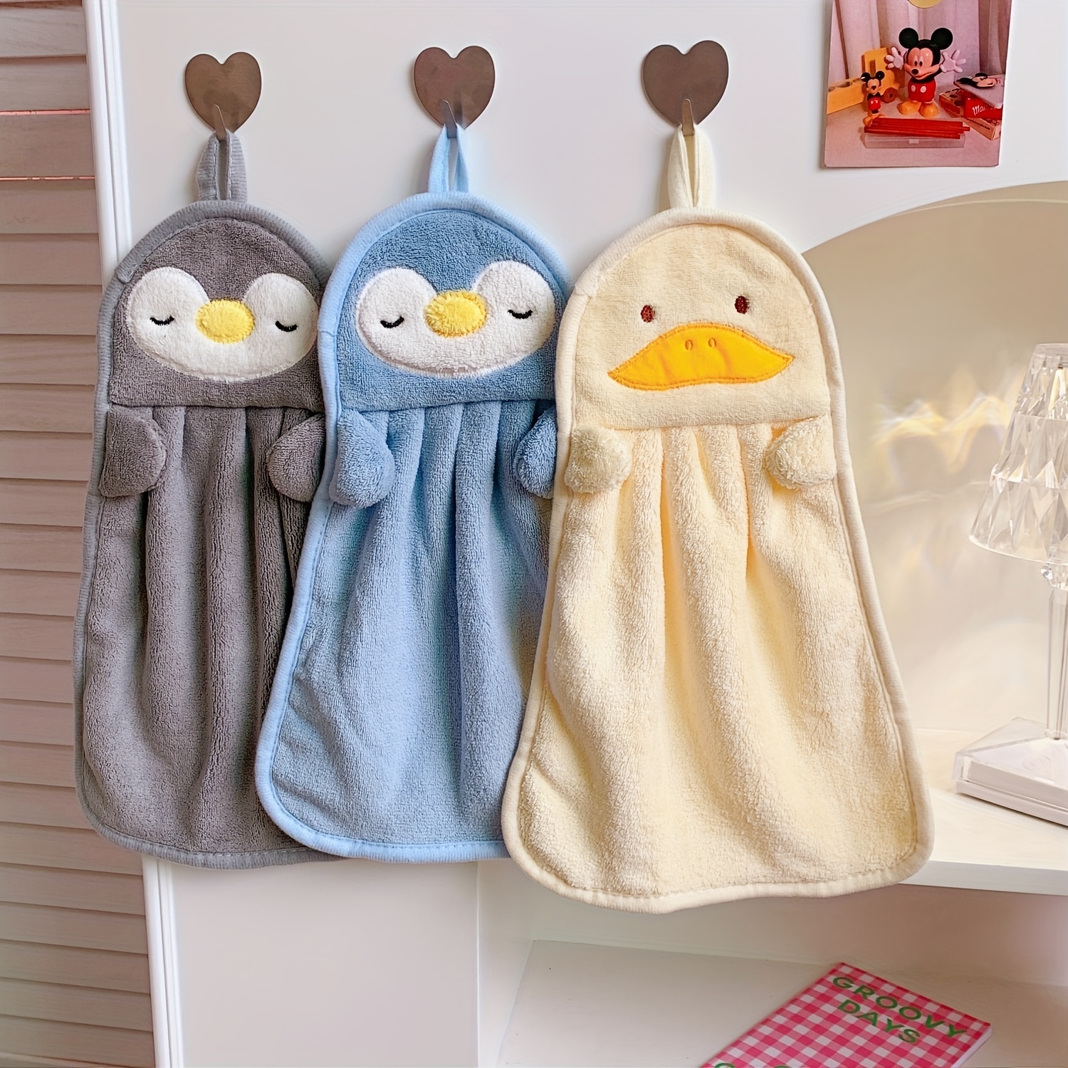 3pcs cartoon shaped hand wipe towel hangable absorbent   friendly hand washing details 1