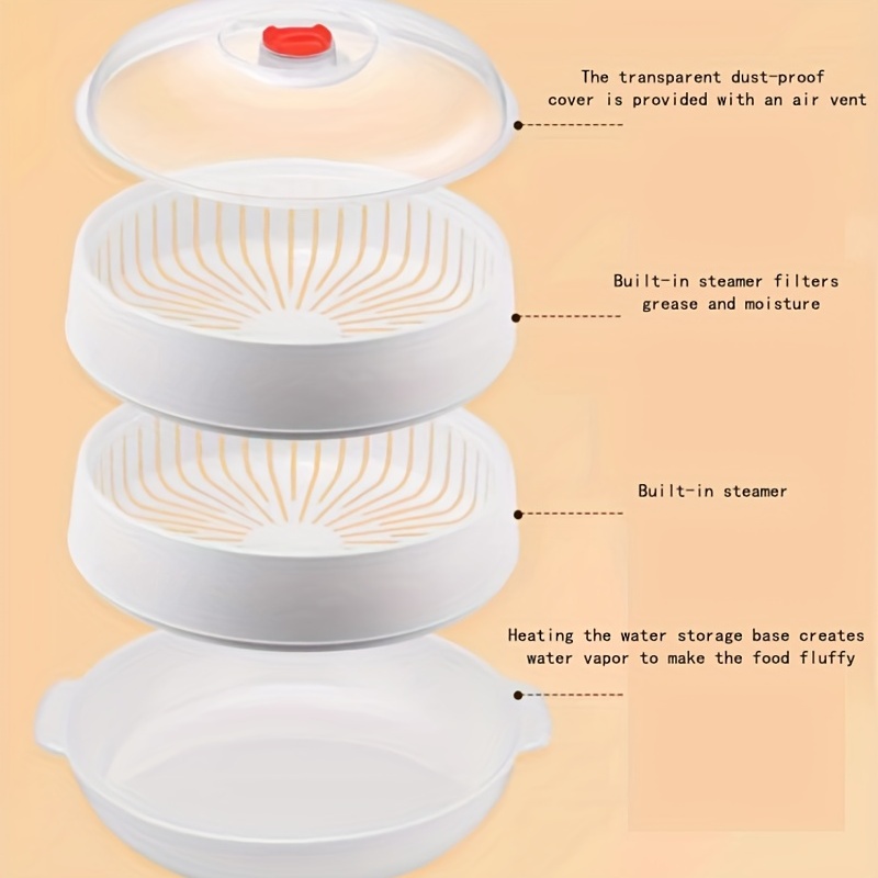Microwave Steamer With Lid, Heating Dish, Vegetable Drain Steamer