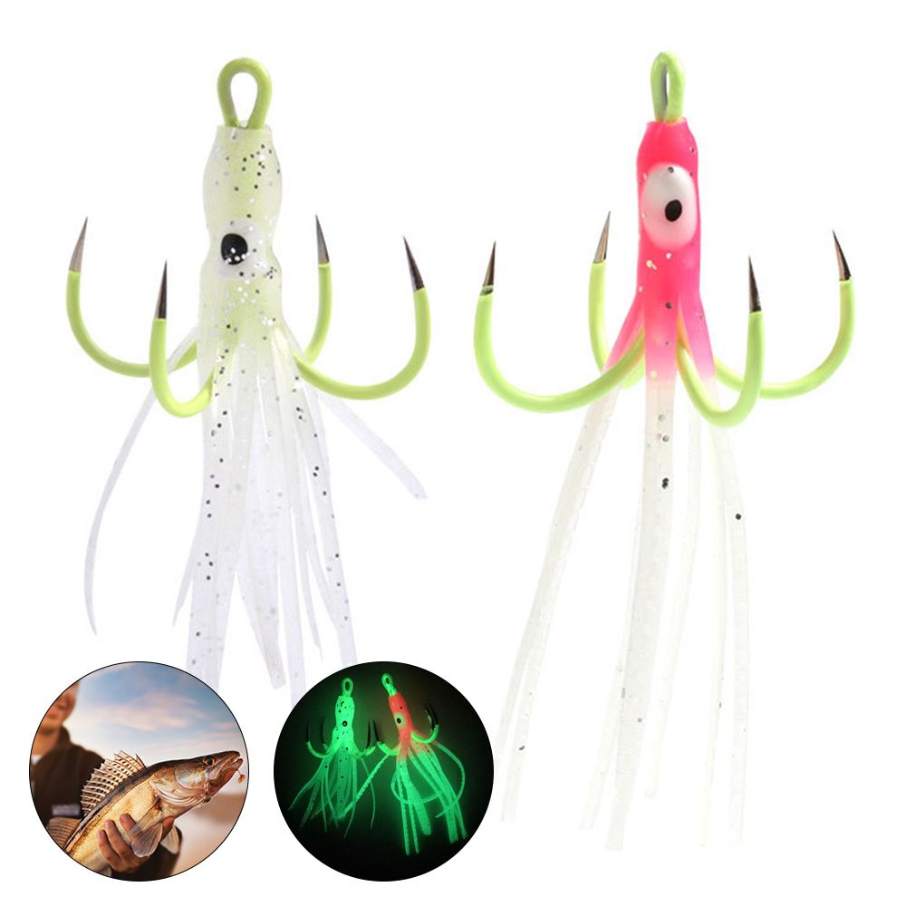 Luminous Soft Lure Treble Hooks Perfect Night Fishing - Temu