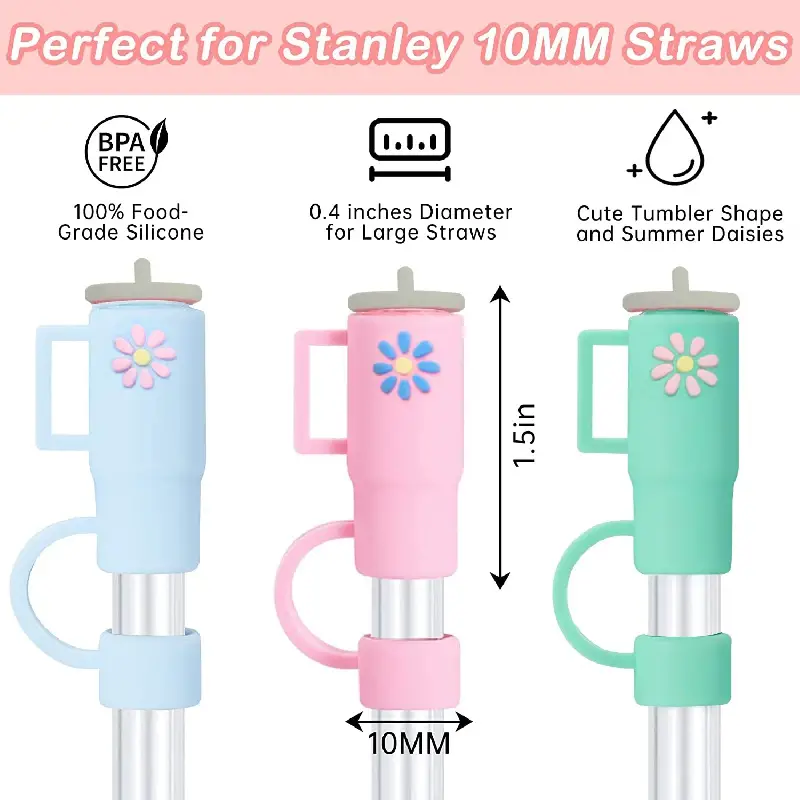 Diameter 10mm Silicone Straw Covers For Stanley Cup Water Bottle