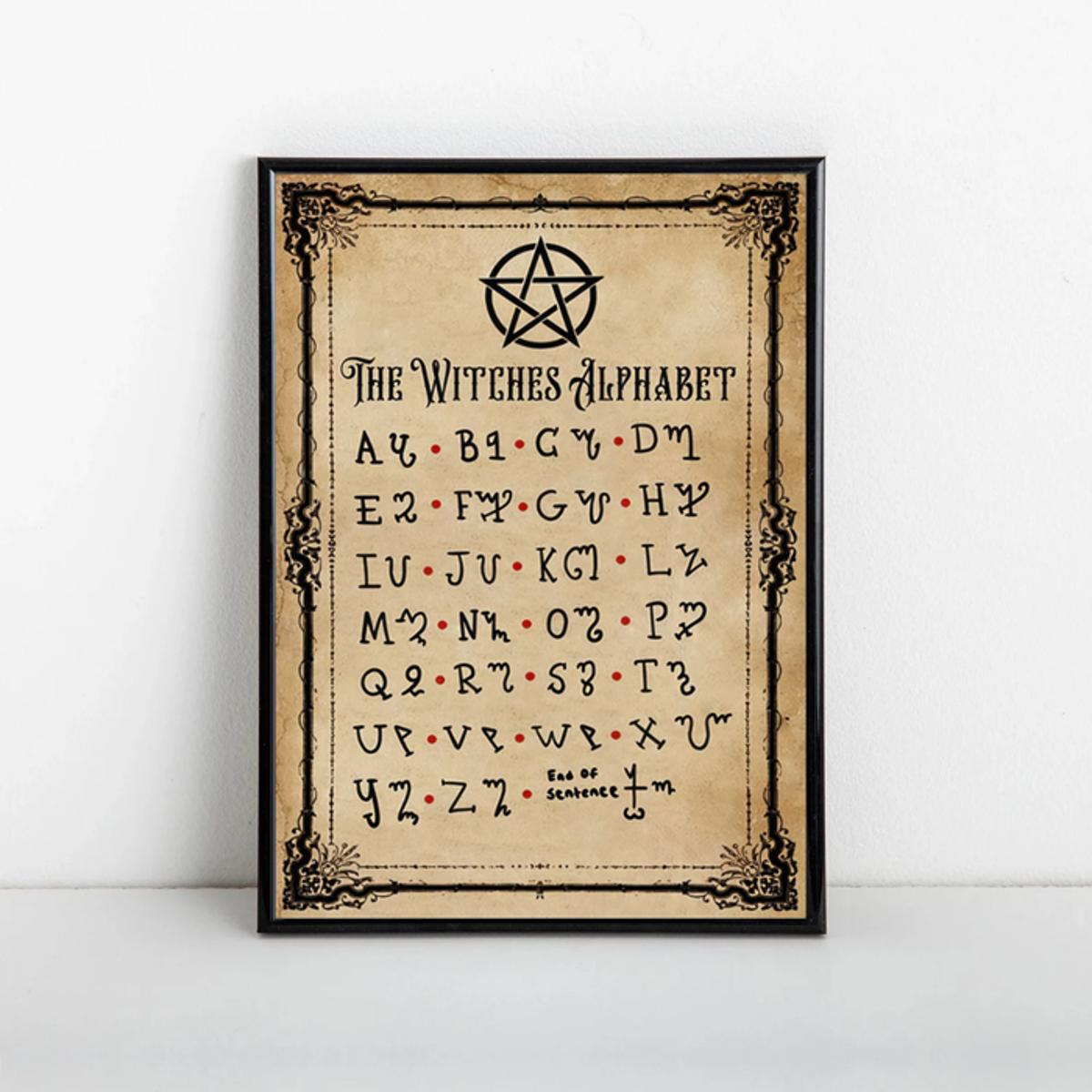 Canvas Poster Witches Alphabet Poster Witch Knowledge Poster - Temu