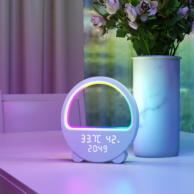 1pc Smart Night Light, Usb Charging Magic Atmosphere Light, Clock, Temperature And Humidity Meter.