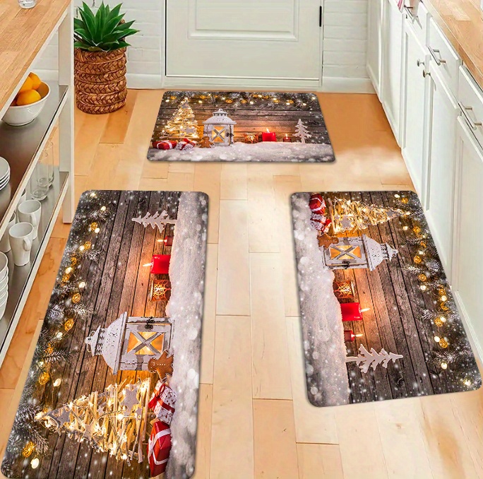 Christmas Festive Kitchen Rug Stain Resistant Waterproof - Temu Italy