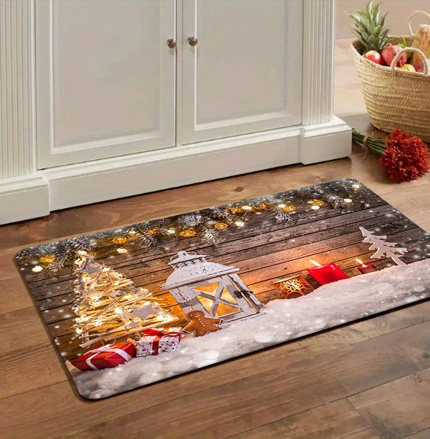 Christmas Festive Kitchen Rug Stain Resistant Waterproof - Temu Italy