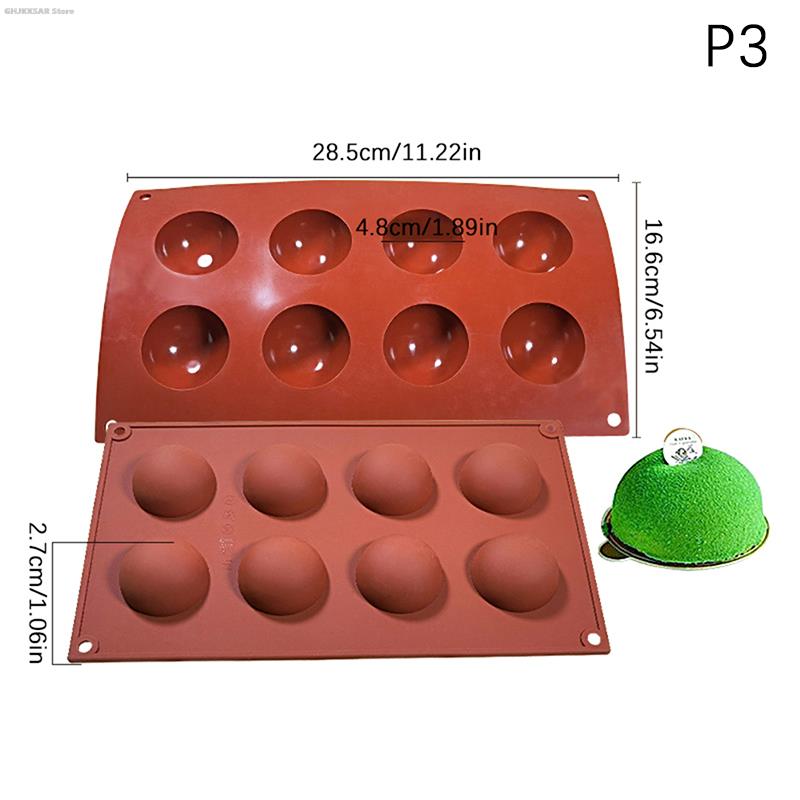 8/15 Cavity 3D Round Ball Shape Silicone Mold Candy Mousse Cake Chocolate  Molds
