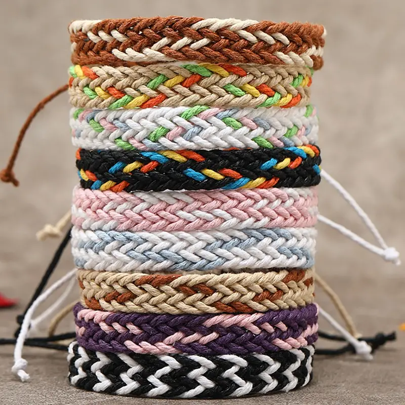 7PCS/9PCS Boho Colorful Cotton Rope Woven Bracelets, Men's Women's  Bracelets For Daily Wear Good Hand Rope Gifts.