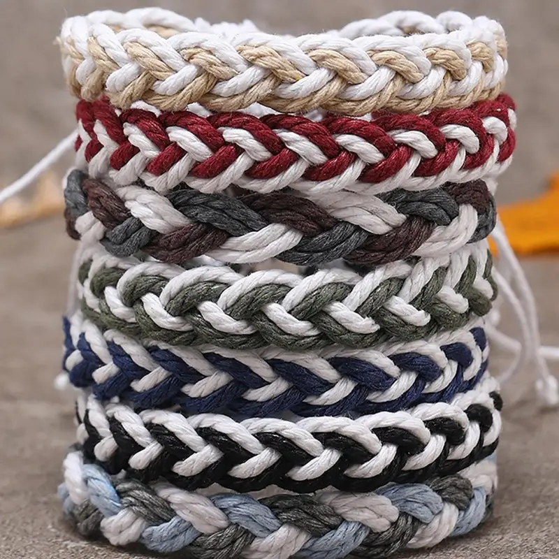 7PCS/9PCS Boho Colorful Cotton Rope Woven Bracelets, Men's Women's Bracelets for Daily Wear Good Hand Rope Gifts.,Temu