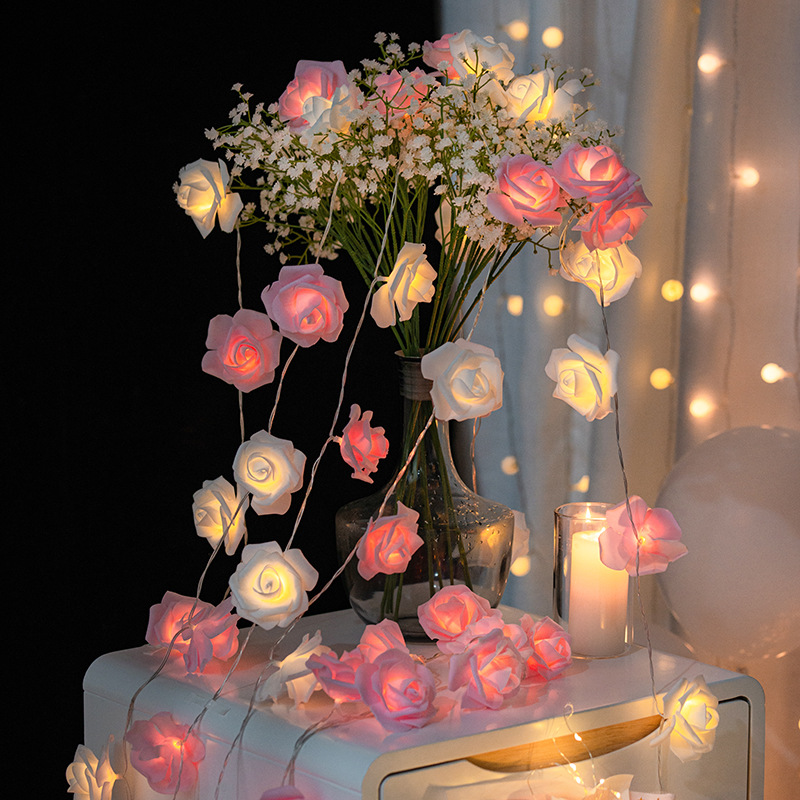 romantic led rose string lights hanging rose led string lights with 10 led outdoor lamp wedding decor valentines day decor flower lamp details 2