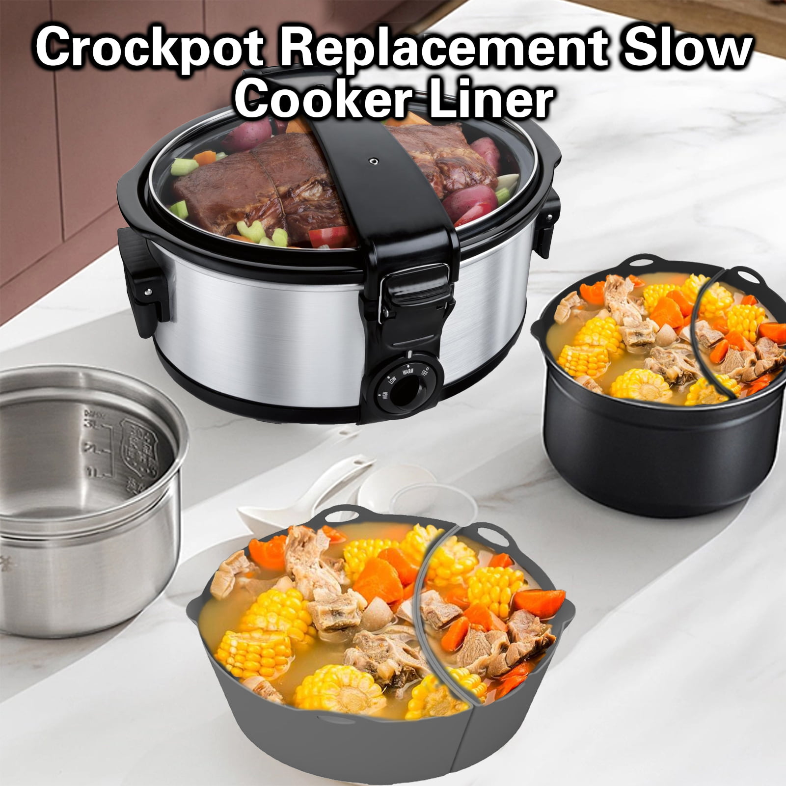 1pc Silicone Slow Cooker Liners Slow Cooker Divider Liner Reusable Liners  Insert Dishwasher Safe Cooking Liner Leakproof Divider Liners Slow Cooker  Liners Kitchen Accessory Back To School Supplies - Home & Kitchen 