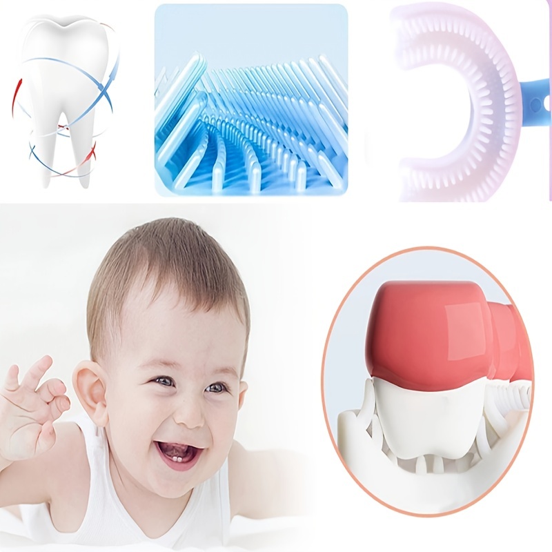 Spazzolino da denti in silicone a forma di U per bambini con - Temu Italy