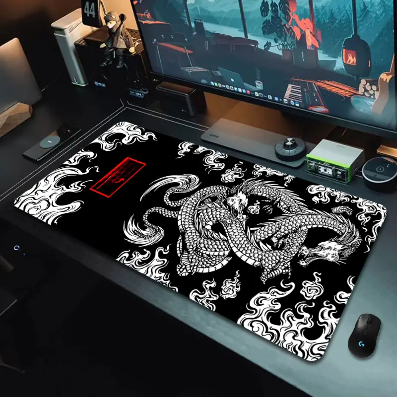 Large Game Mouse Pad Japanese Dragon Gaming Accessories Hd - Temu