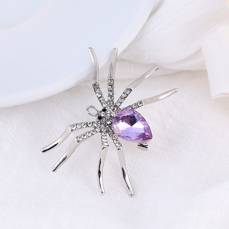 Blue Crystal Spider brooch Halloween gift Embroidered pin Bug jewelry  Beaded ins