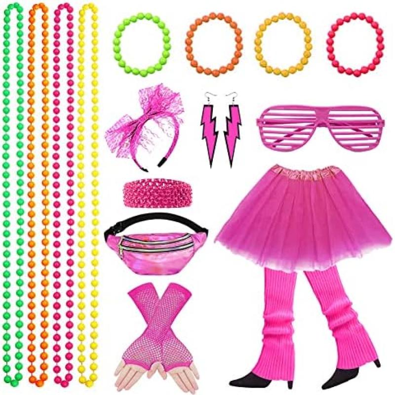 Y2k 80s Accessories Women Women's 80s Outfit Costume Neon - Temu