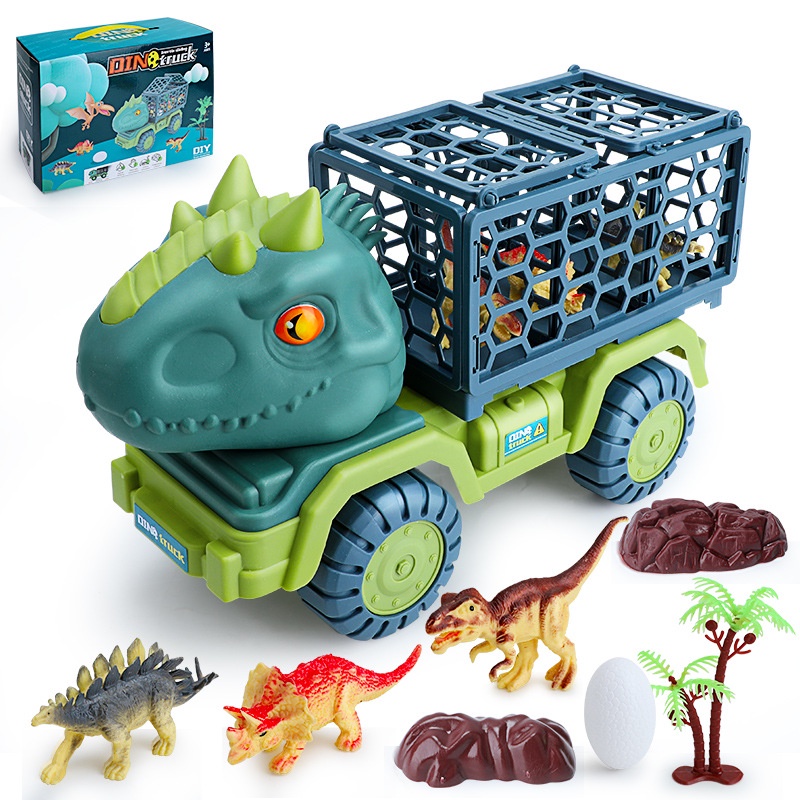 Carros de brinquedo de dinossauro 2 pacote friction powered jogo de  motocicleta T-rex e Triceratops Monster Dino Brinquedos para meninos idade  3,4