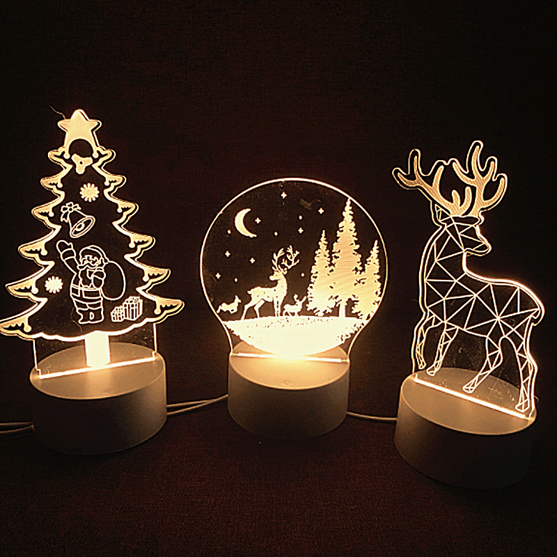 1pc Lumière Nuit Led 3d Noël Décorations Noël Maison Lampe - Temu