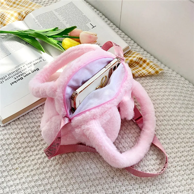 Faux Fur Backpack - Light pink/rabbit - Kids