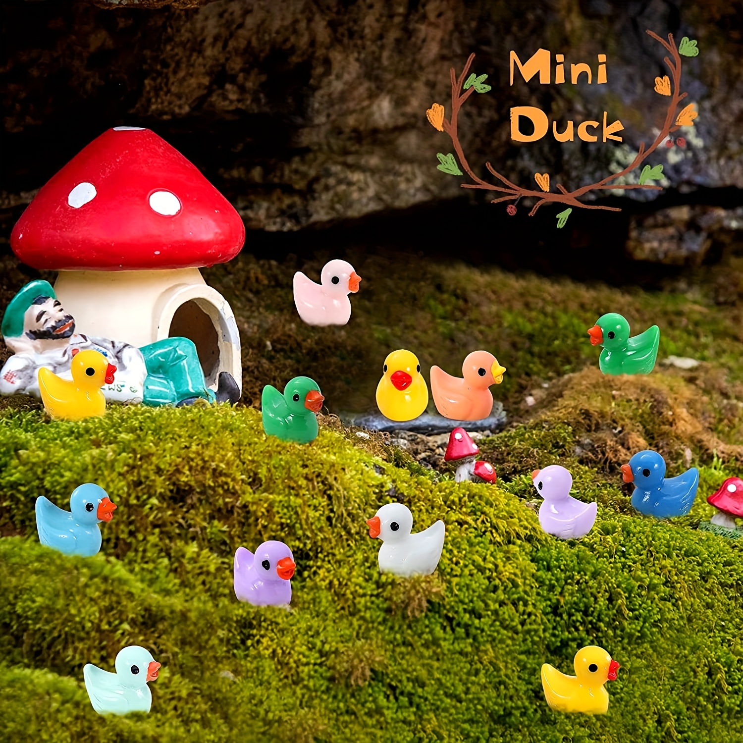 220 Pcs Mini Resin Ducks Tiny Ducks Miniature Duck Figures Small Ducks  Micro Garden Landscape Aquarium Dollhouse Ornament Potted Plants Decoration  for