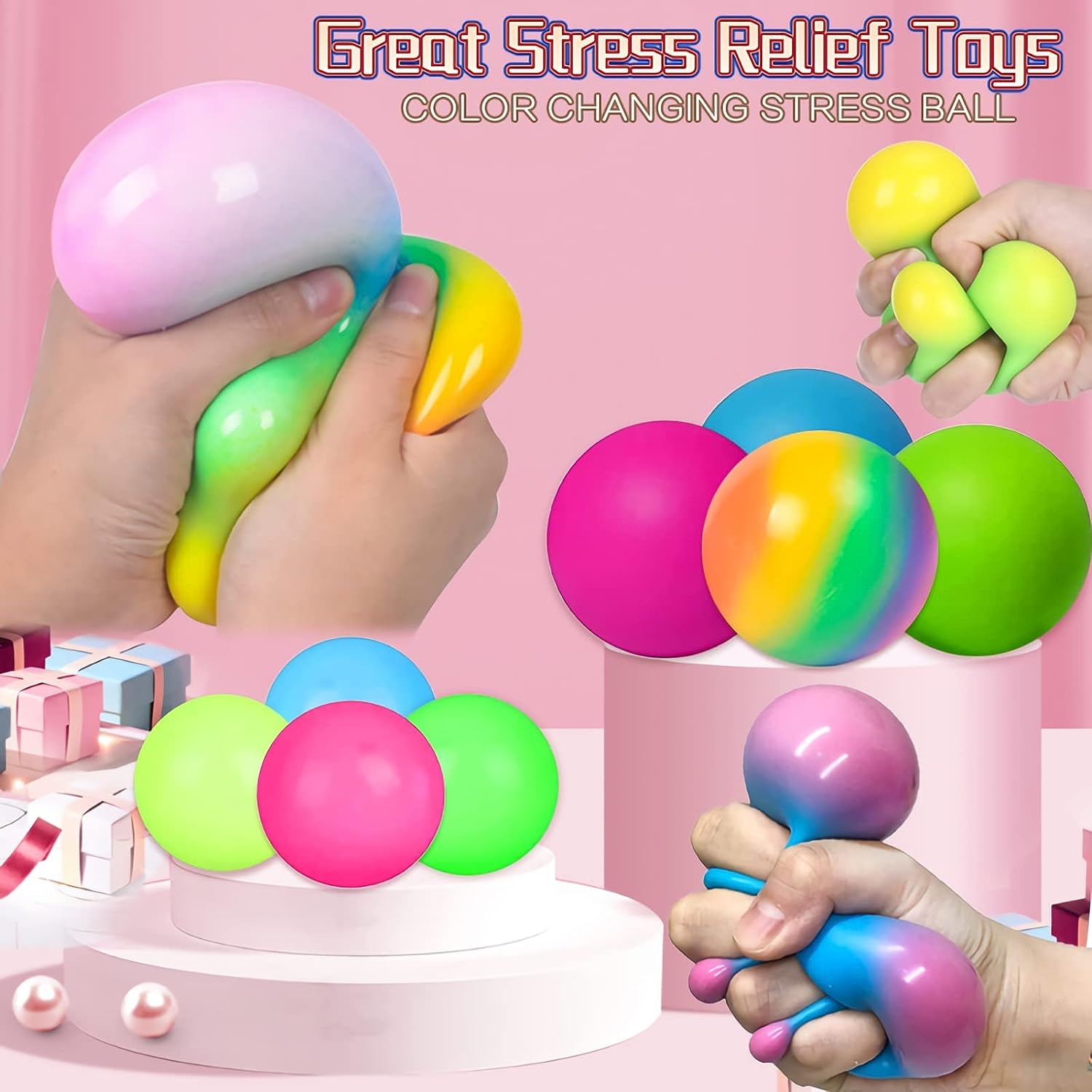 Fidget Key Chain Balls - Set of 3 Stress Ball Fidget Hand Strengthening Toy