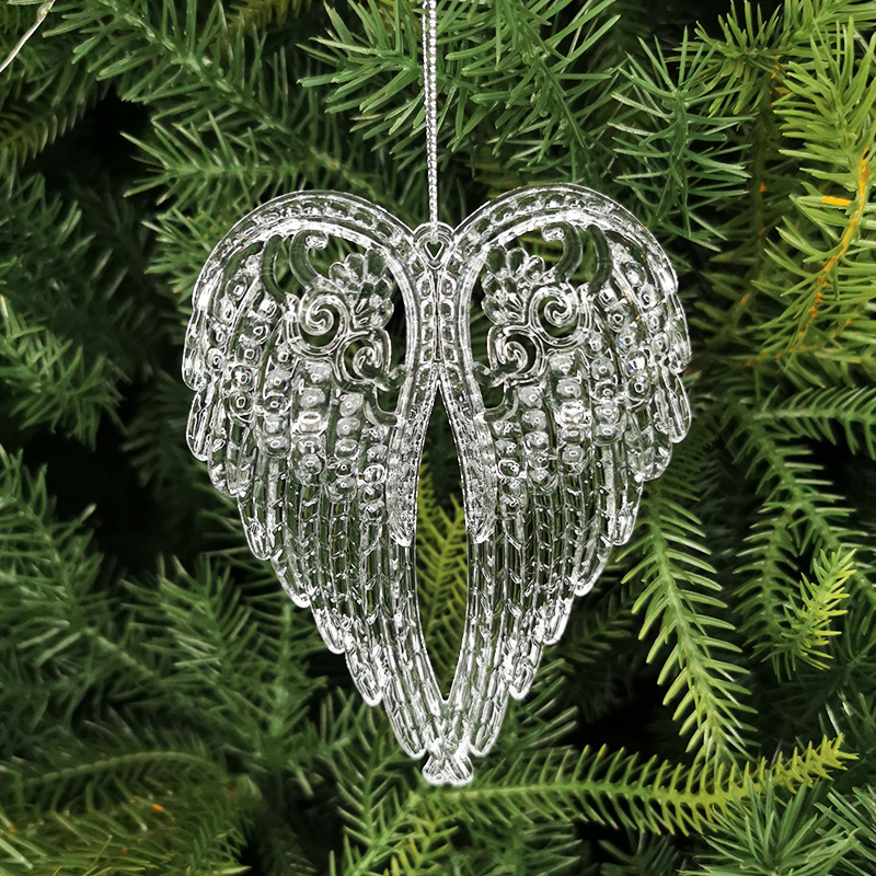 2d Flat, Wings Ornament Acrylic Crystal Tree Decorations Transparent Snowflake Ice Strip Bowknot Bird Pendants Accessories Diy Handicraft Christmas Supplies For Home New Year Gift