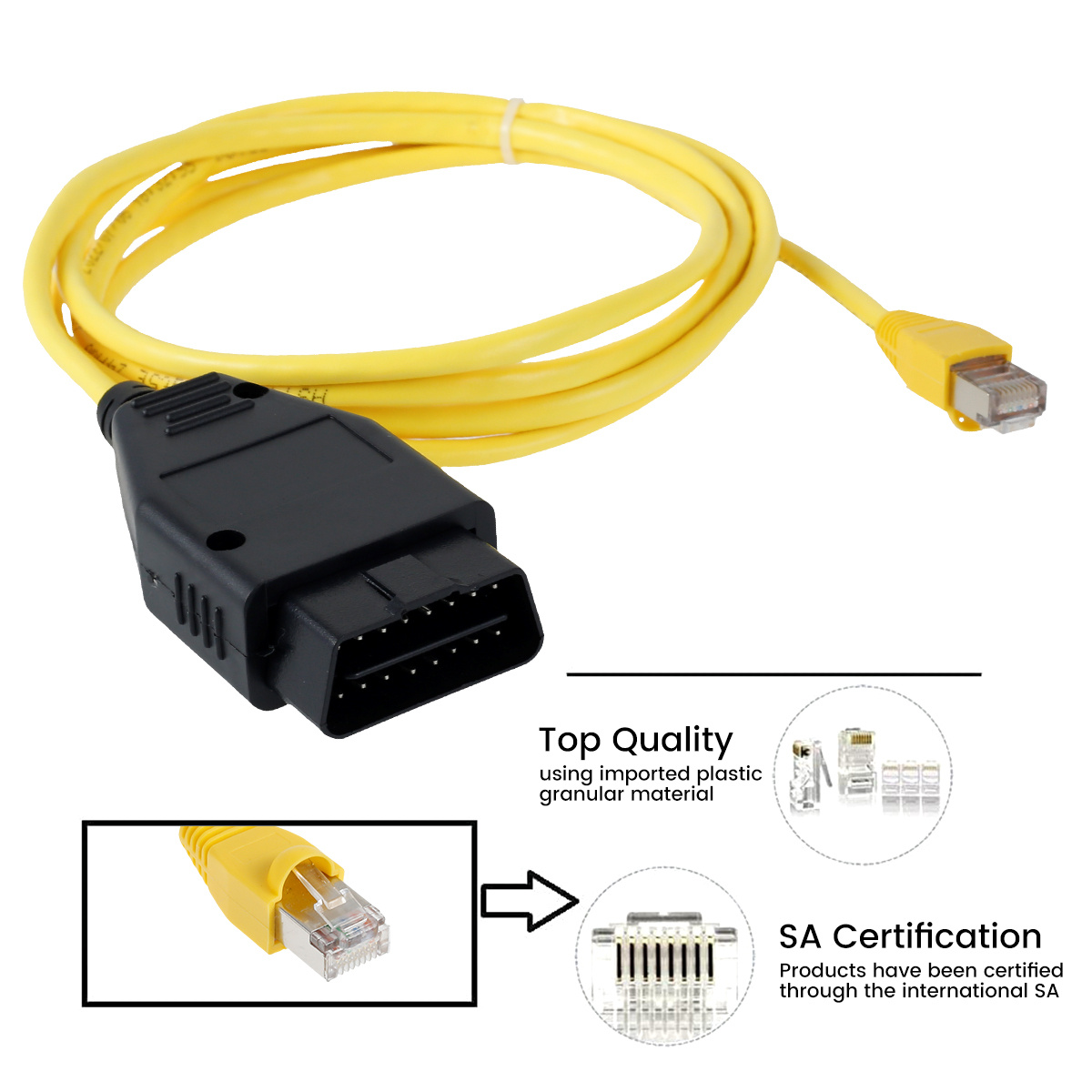 Xjahwr Enet OBD2 RJ45 Cable,Ethernet to OBD Interface Cable ICOM Coding  F-Series for BMW ENET 6.6ft/2M Ethernet Cable Adapter for OBDII RJ45  Ethernet