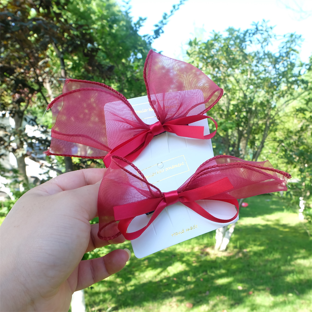 Pink Organza Bow Hairclip - Bow Hairclip - Organza Hairbow