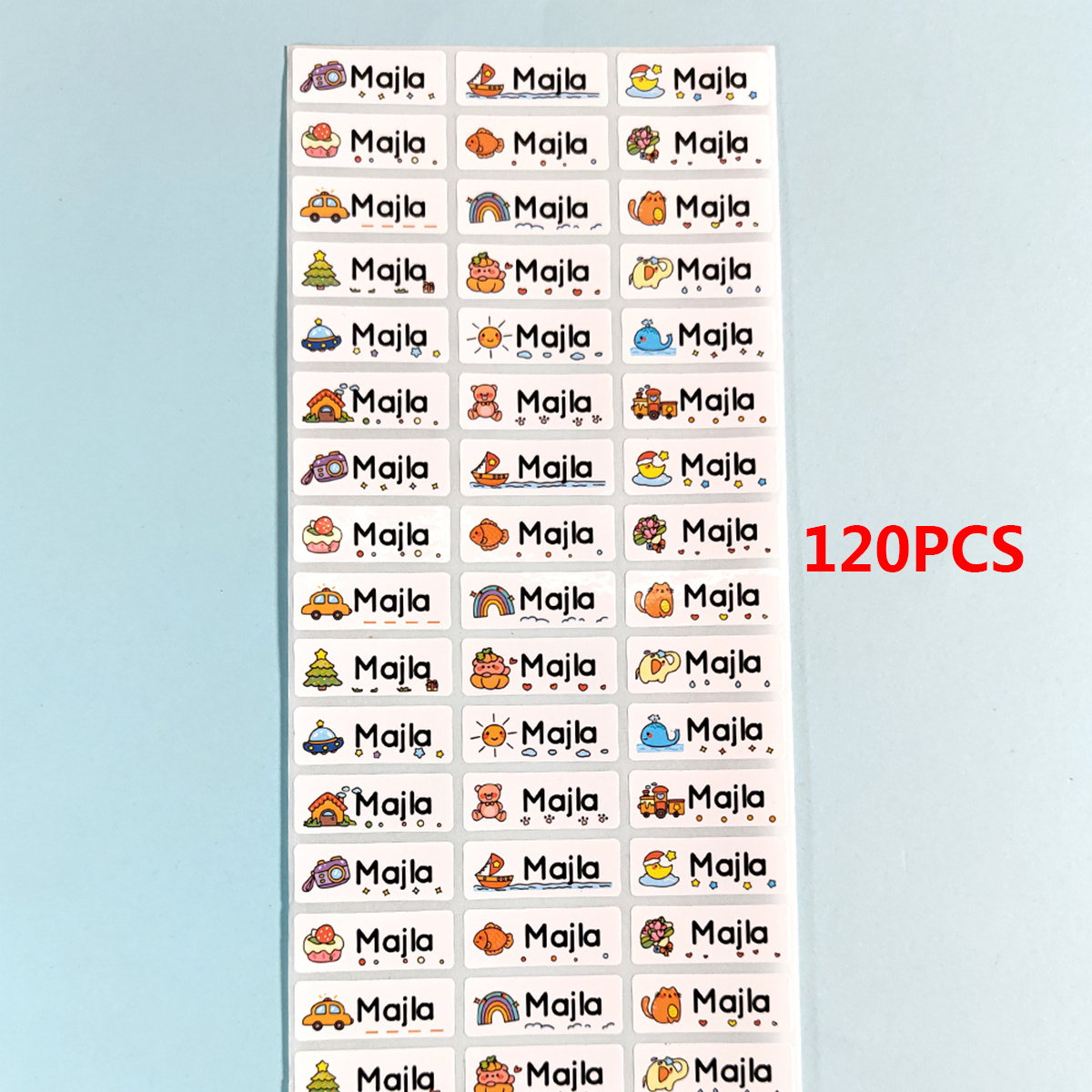 Custom Cartoon Name Stickers Waterproof Personalized Tags - 60-240pcs