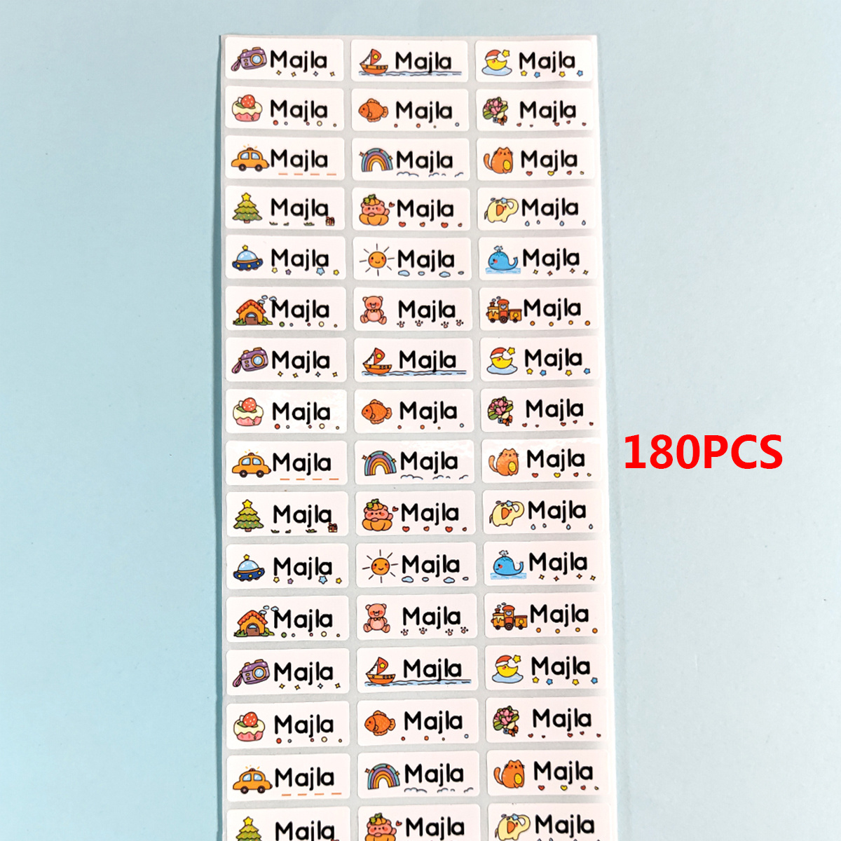 Custom Cartoon Name Stickers Waterproof Personalized Tags - 60-240pcs