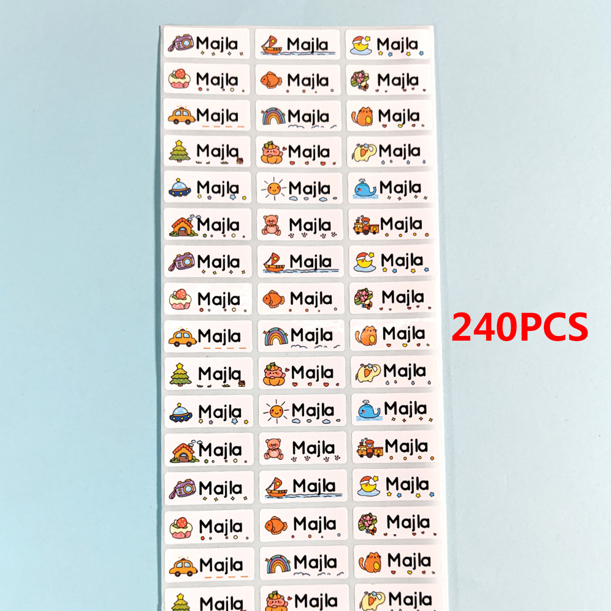 Custom Cartoon Name Stickers Waterproof Personalized Tags - 60-240pcs