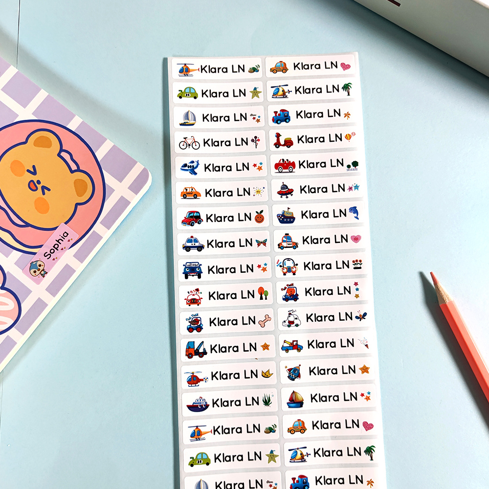 

60/120/180/240pcs Custom Name Waterproof Stickers Stationery Name Stickers Custom Stickers Bottle Lables For Children Boy And Girl