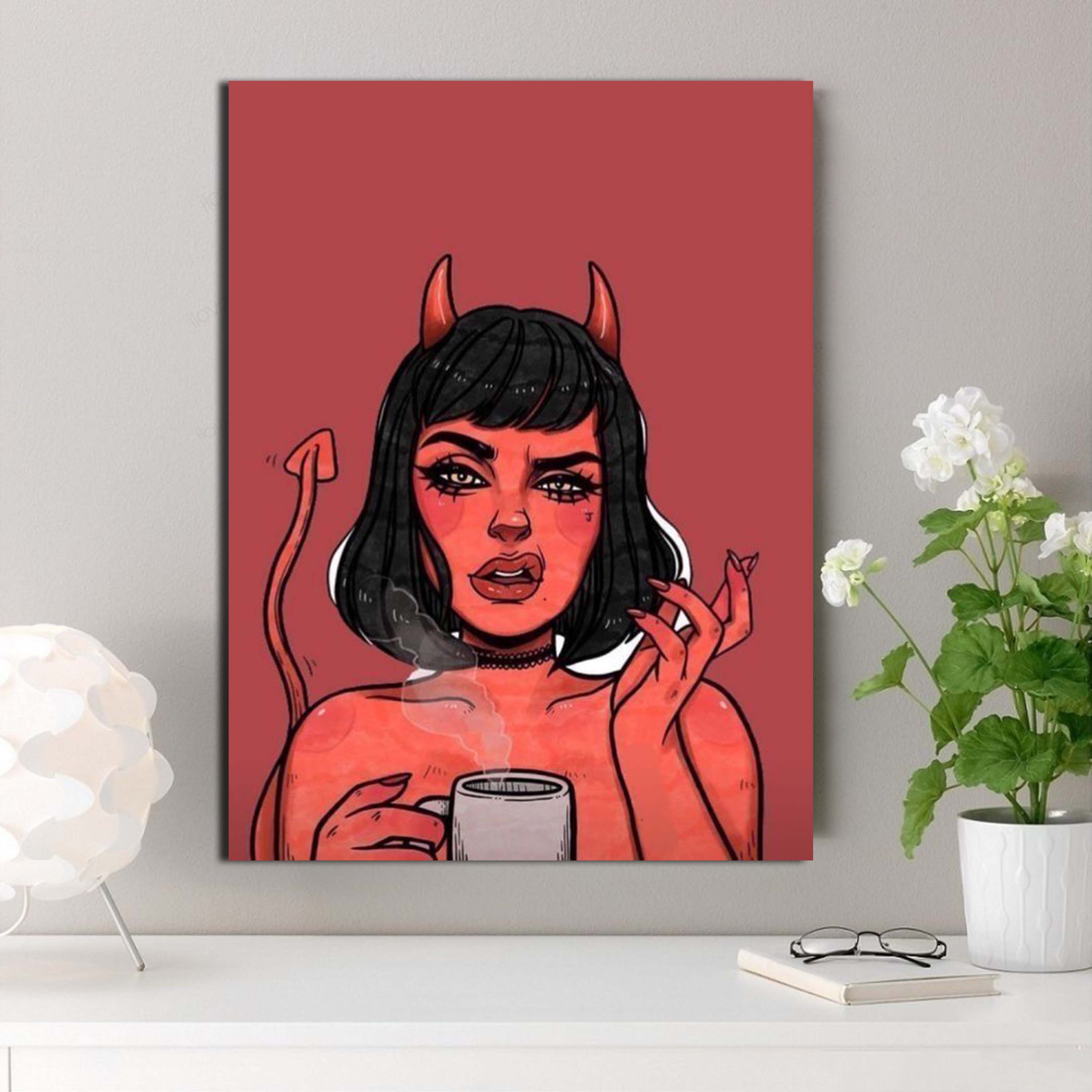 

1pc Demon Miss Anime Wall Art, Wall Decoration, Canvas Printing, Canvas Art, Modern Minimalism Style Print, Coffee Shop Decoration, Living Room And Room Decoration, Bathroom Decoration