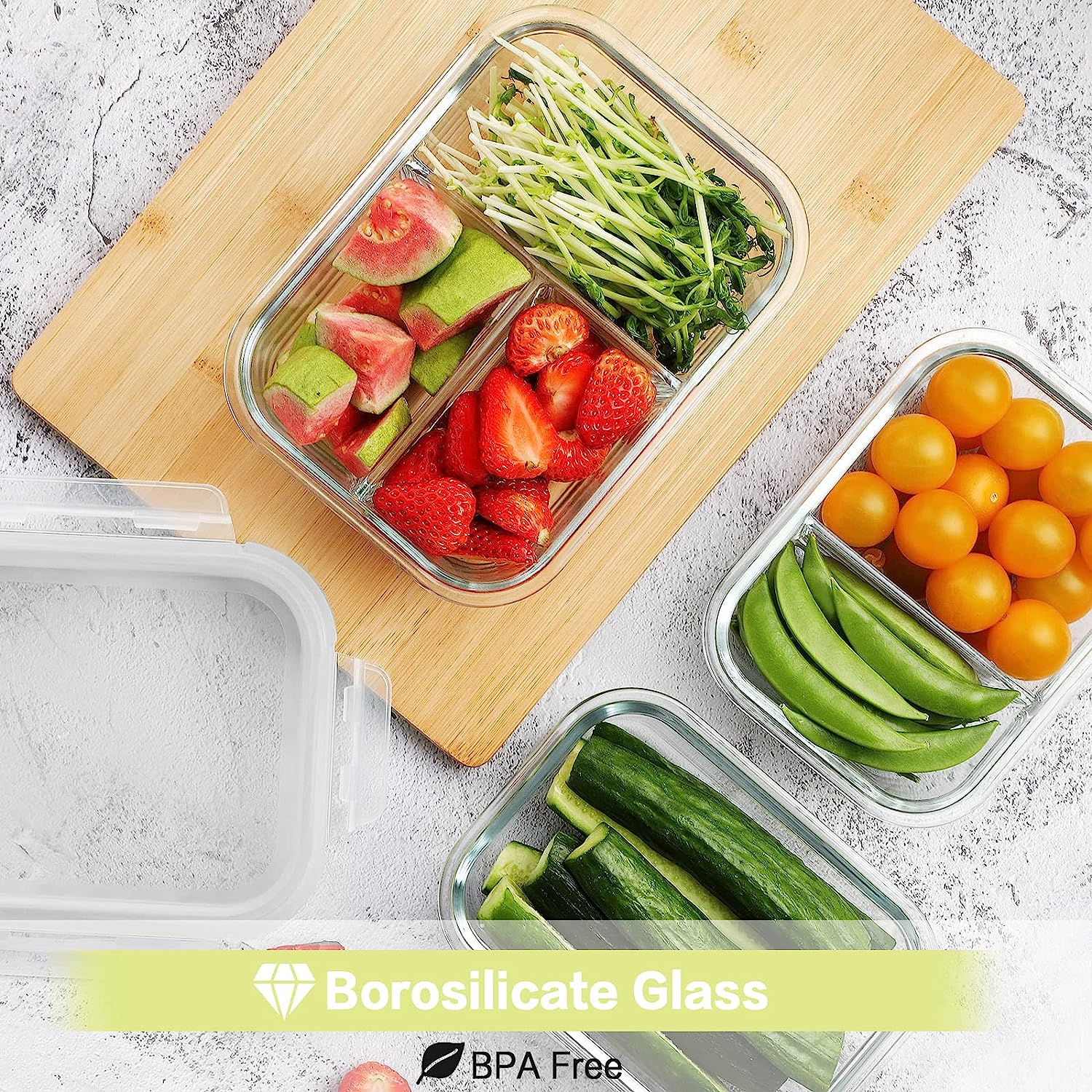 Glass Food Storage Containers with Lids - Hinged Locking Lids - 100% Leak  Proof Glass Meal-Prep Containers Great for Lunch