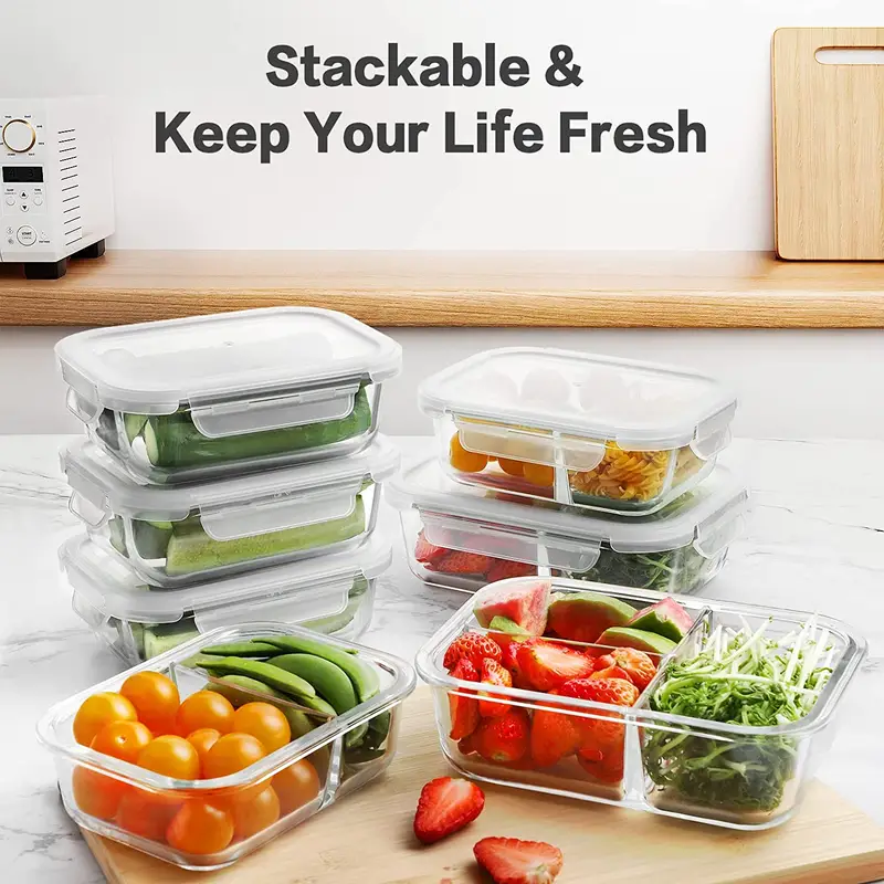 Food Storage & Organization Sets, Glass Meal Prep Containers Glass Food  Storage Containers With Lids, Glass Bento Box, Lunch Airtight Containers,  Kitchen Supplies - Temu