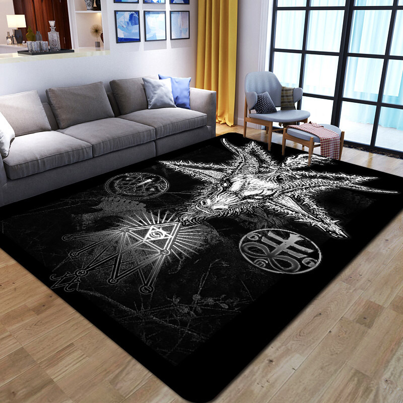 Satanic Elegance: Dark Pentagram Print Area Rug – Halloween Gothic Décor  for Your Home