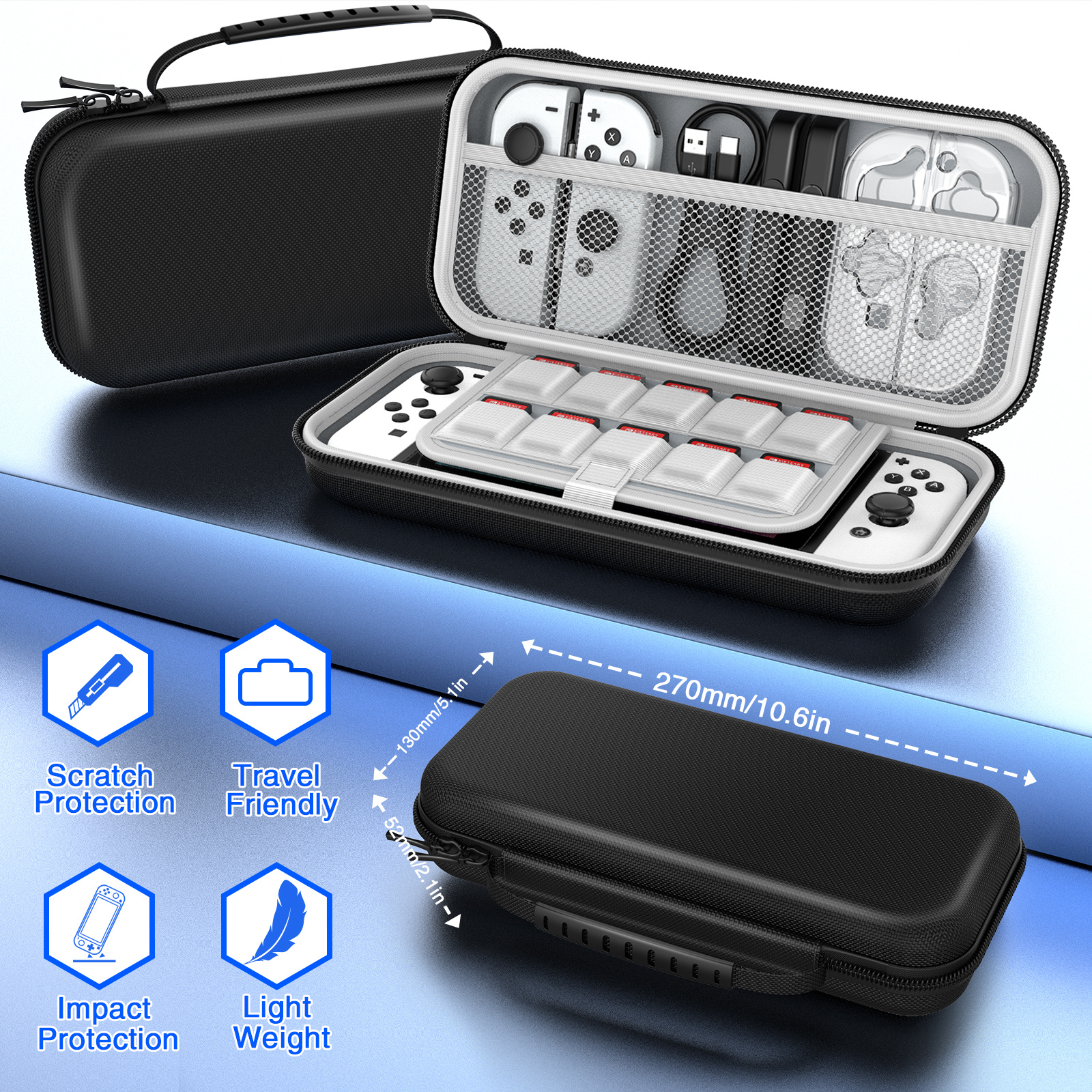 Coque de protection Nintendo Switch, housse de poignée de boîtier dockable  améliorée pour Nintendo Switch, étui de protection ergonomique pour  Nintendo Switch (bleu)