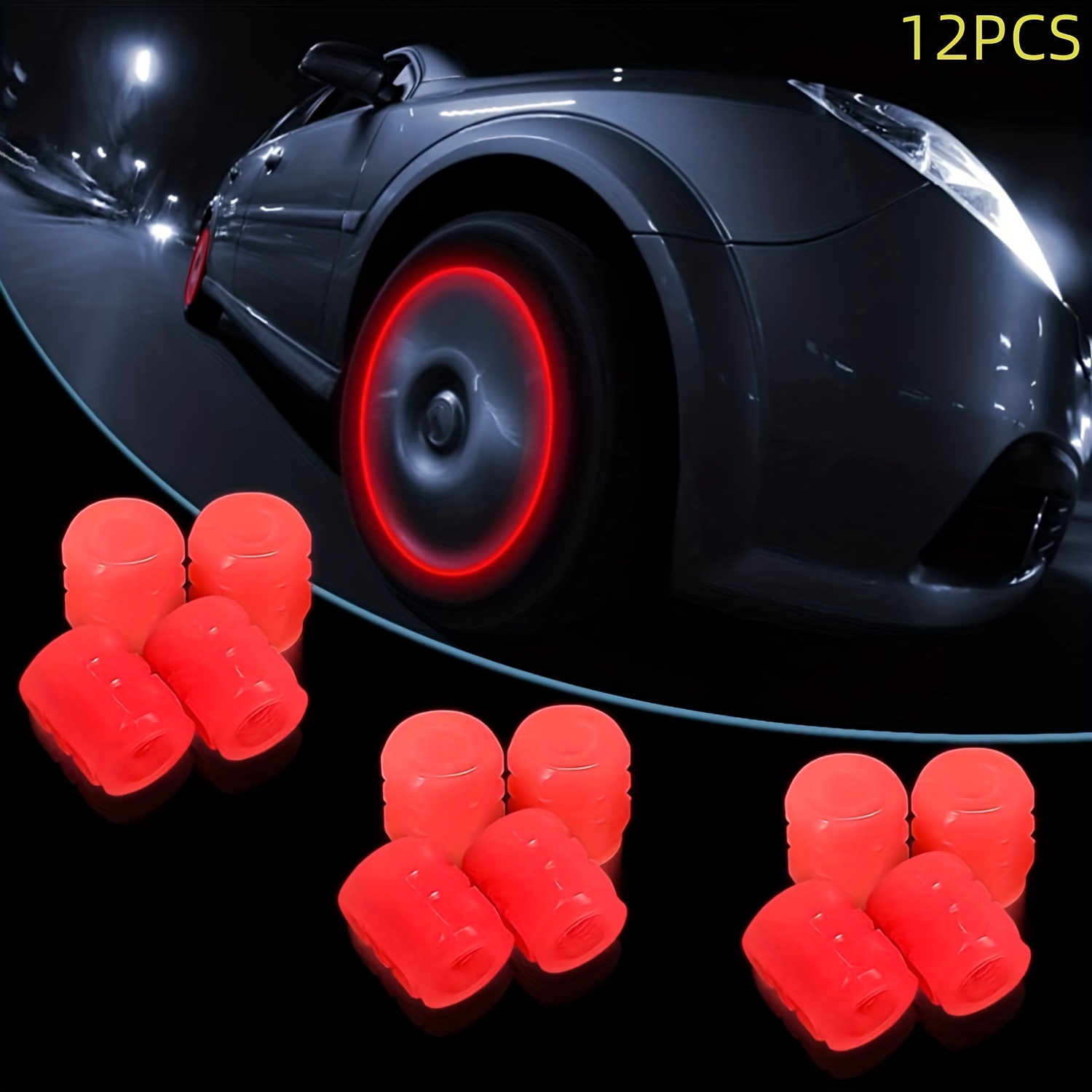 2 pec Mini Car Tire Valve Caps Luminous Valve Stem Caps Universal